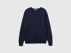 Crew neck sweater in lightweight cotton blend