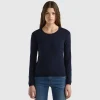 Crew neck sweater in pure cotton