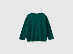 Crew neck sweater with embroidery
