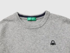 Crew neck sweater with embroidery