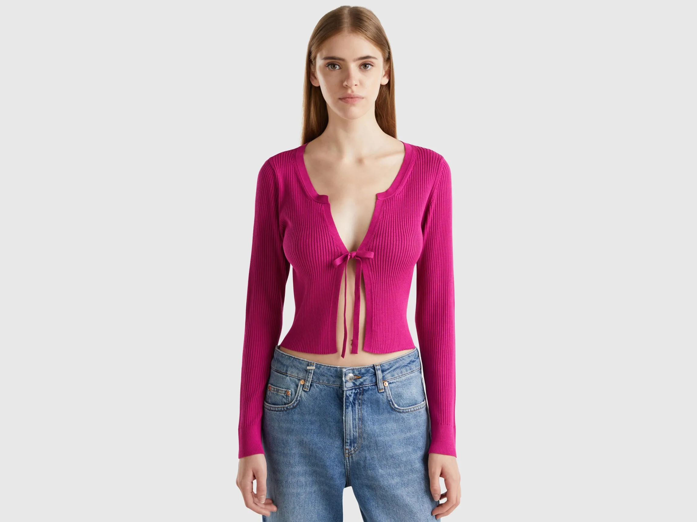 Cropped cardigan with laces