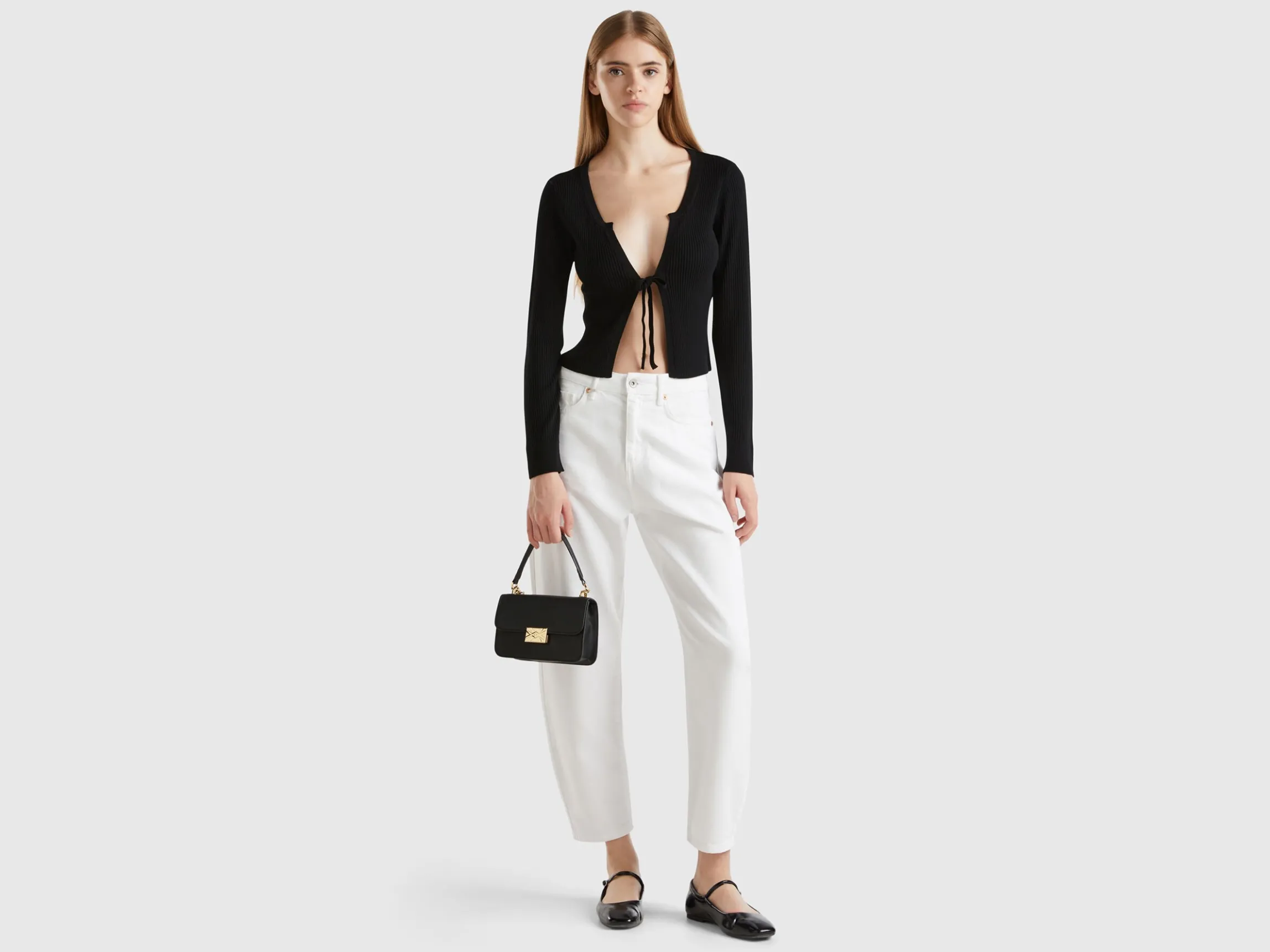 Cropped cardigan with laces
