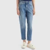 Cropped high-waisted jeans