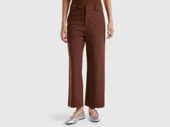 Cropped straight leg trousers