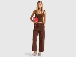 Cropped straight leg trousers