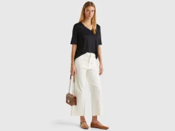Cropped straight leg trousers