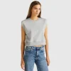 Cropped sweat fabric vest