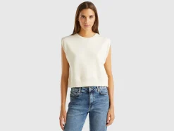 Cropped sweat fabric vest