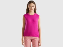 Cyclamen vest in pure Merino wool