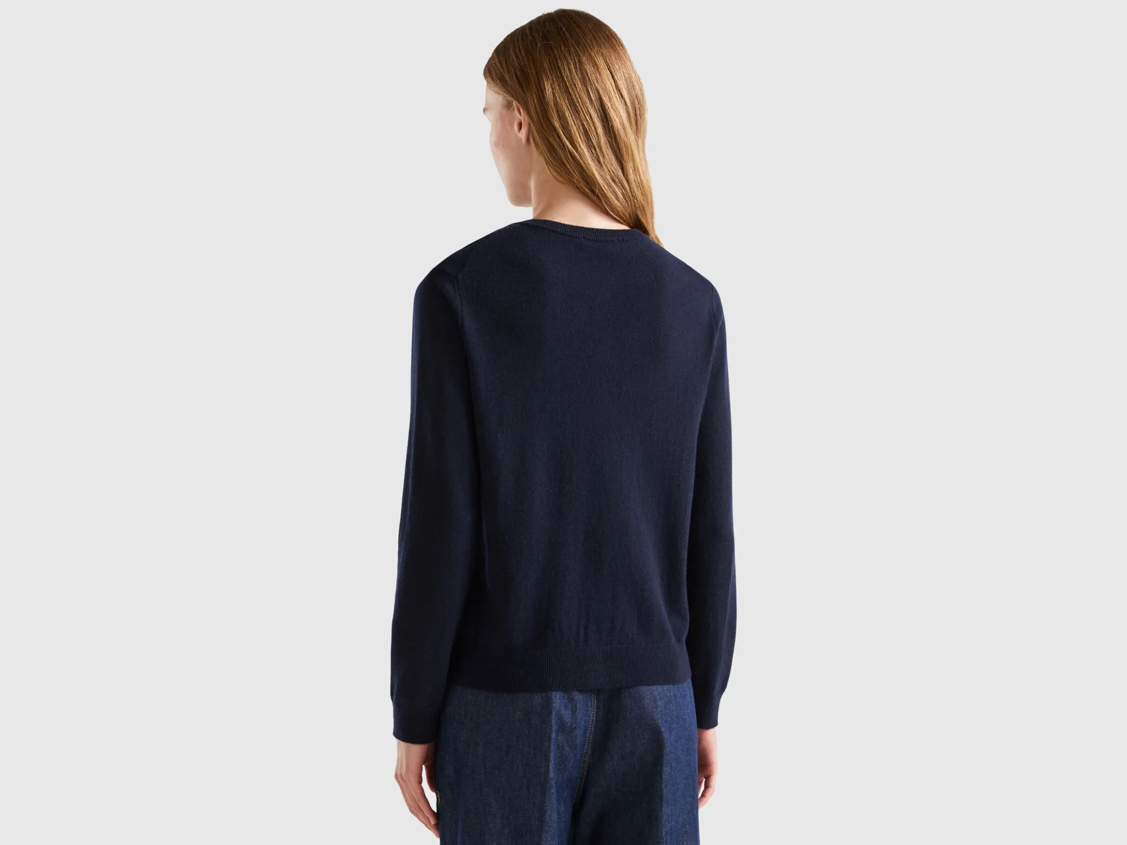 Dark blue cardigan in cashmere and wool blend