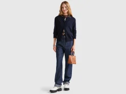 Dark blue cardigan in cashmere and wool blend
