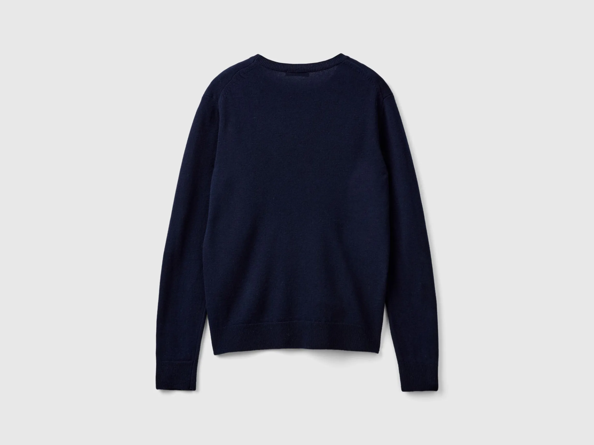 Dark blue crew neck sweater in Merino wool
