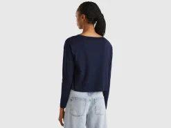 Dark blue long fiber cotton t-shirt