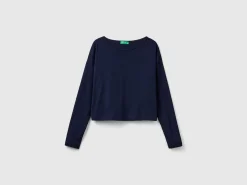 Dark blue long fiber cotton t-shirt