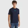 Dark blue organic cotton t-shirt with green logo