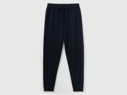 Dark blue sporty trousers in cashmere blend