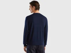 Dark blue sweater in pure Merino wool
