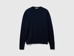 Dark blue sweater in pure Merino wool