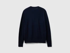 Dark blue sweater in pure Merino wool