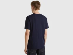 Dark blue t-shirt in slub cotton