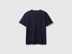 Dark blue t-shirt in slub cotton