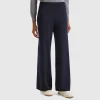 Dark blue wide leg trousers in cashmere and wool blend