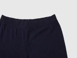 Dark blue wide leg trousers in cashmere and wool blend