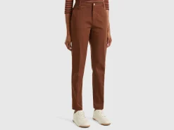 Dark brown slim fit cotton chinos