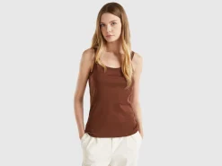 Dark brown tank top in pure cotton