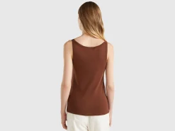 Dark brown tank top in pure cotton