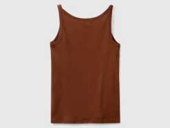 Dark brown tank top in pure cotton