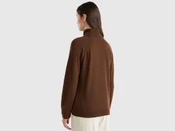 Dark brown turtleneck in wool and cashmere blend