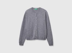 Dark gray cardigan in pure Merino wool