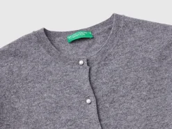Dark gray cardigan in pure Merino wool