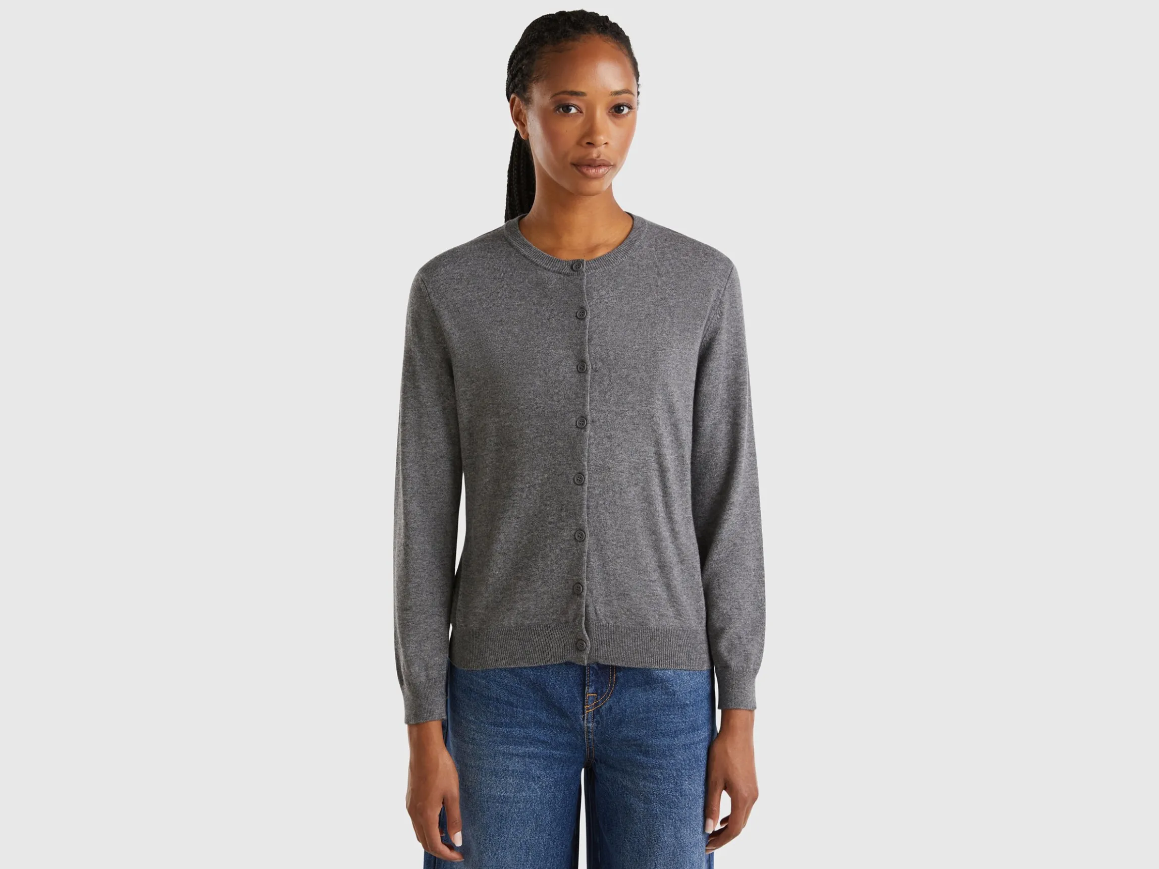 Dark gray cardigan in wool and cashmere blend