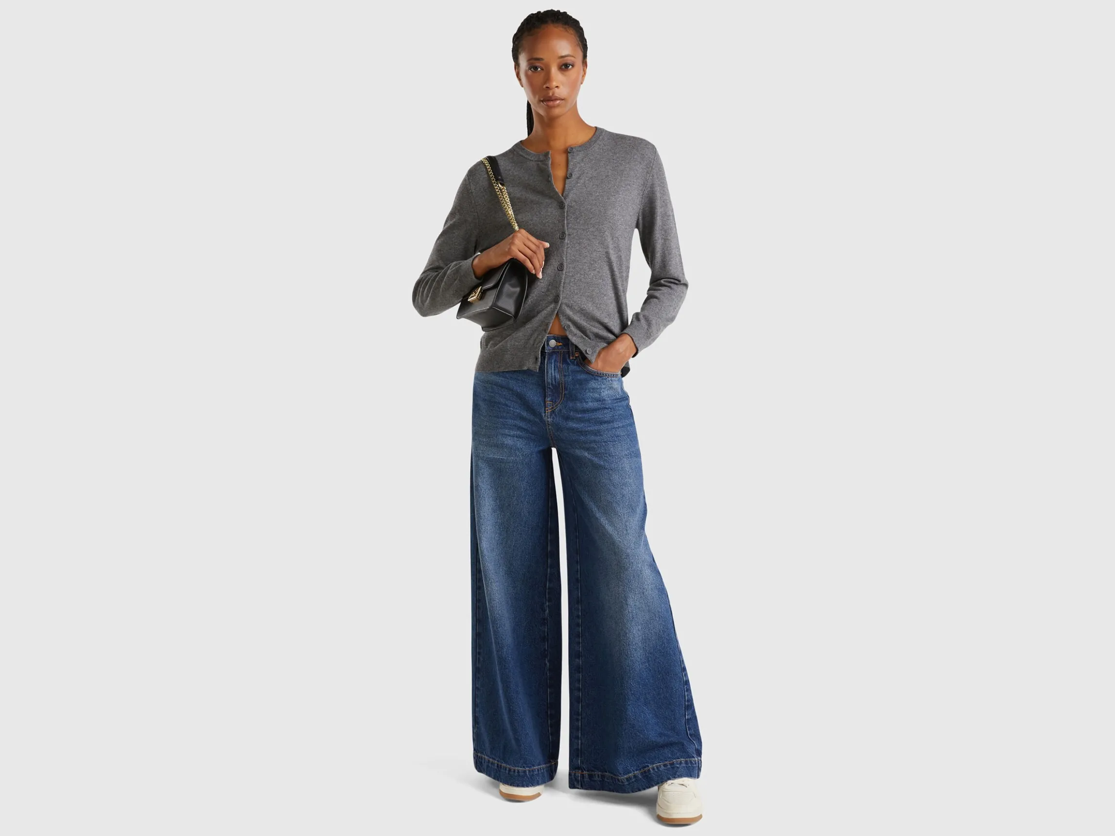 Dark gray cardigan in wool and cashmere blend