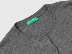 Dark gray cardigan in wool and cashmere blend
