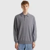 Dark gray polo in pure Merino wool