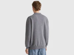 Dark gray polo in pure Merino wool