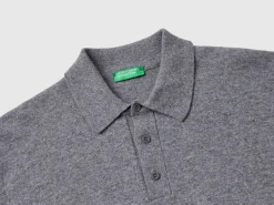 Dark gray polo in pure Merino wool
