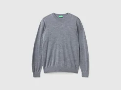 Dark gray sweater in pure Merino wool