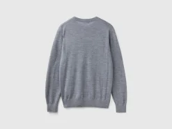 Dark gray sweater in pure Merino wool