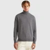 Dark gray turtleneck in pure cashmere