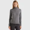 Dark gray turtleneck in pure cashmere