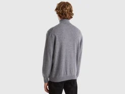Dark gray turtleneck in pure Merino wool