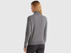 Dark gray turtleneck in pure cashmere
