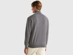 Dark gray turtleneck in pure cashmere