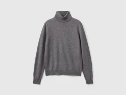 Dark gray turtleneck in pure cashmere