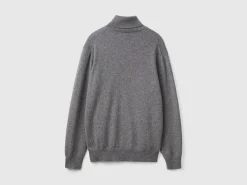 Dark gray turtleneck in pure cashmere