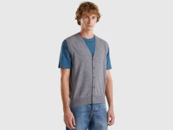 Dark gray vest in pure Merino wool